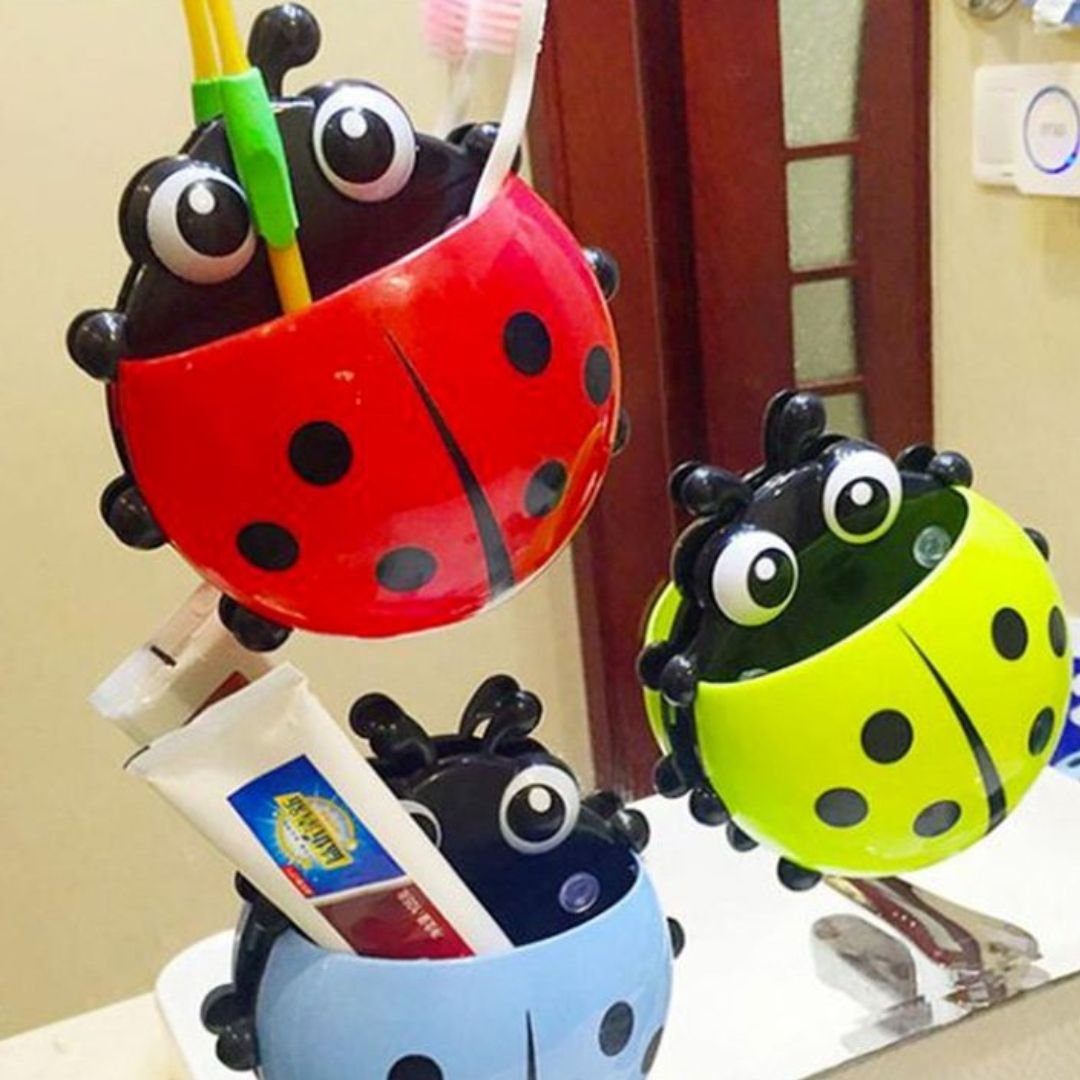 Porta Escova E Pasta De Dente Joaninha Com Ventosa Oferta